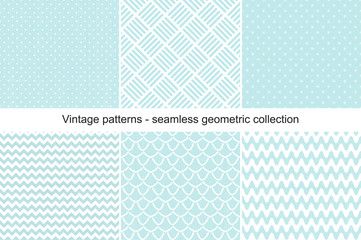 Collection of seamless geometric patterns in vintage style.