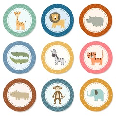Stickers collection with cute safari animals © juliyas
