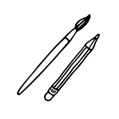 Paint brush and pencil icons