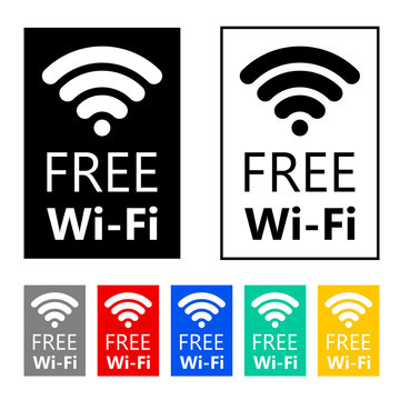 Free wifi icon. Wireless connection sticker