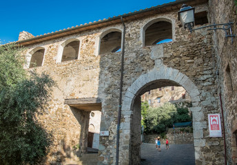 Fototapeta na wymiar Boys playing football, Montemerano, Tuscany