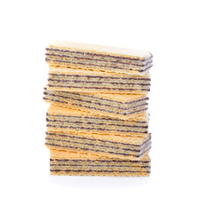 Wafers with chocolate on a white background