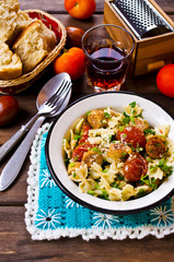 Farfalle pasta with sausage