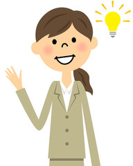 ひらめくスーツの女性