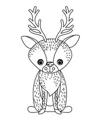 reindeer cute wildlife icon vector isolated graphic