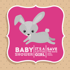 rabbit animal baby shower card icon vector illustration graphic