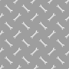 Set of Metallic Wrench Grey Seamless Pattern. Industrial Tool Background