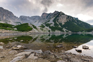 Naklejka na ściany i meble Amazing panorama of Sinanitsa Peak and lake, Pirin Mountain, Bulgaria