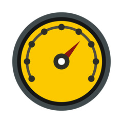 Yellow speedometer icon in flat style on a white background