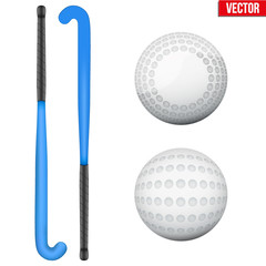 Fototapeta premium Two classic sticks and balls for field hockey