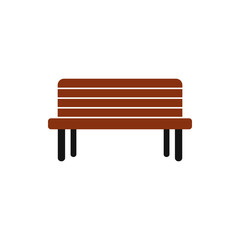 Wooden bench icon in flat style on a white background