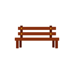 Wooden bench icon in flat style on a white background