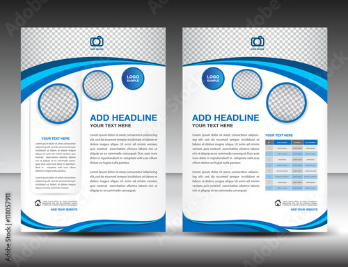 blue business brochure flyer design layout template in a4 size magazine ads size