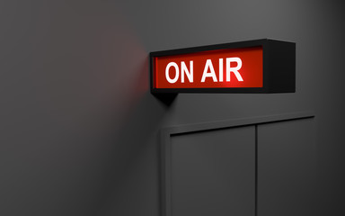 on-air light box warning in broadcast studio