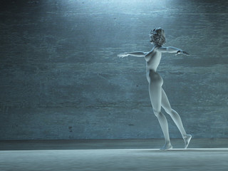 Fototapeta na wymiar Woman in dance pose statue white