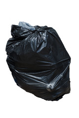 close up of a garbage bag on white background with clipping path