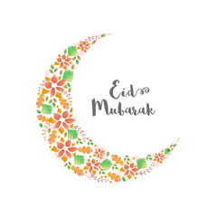 Greeting Card with Moon for Eid Mubarak.