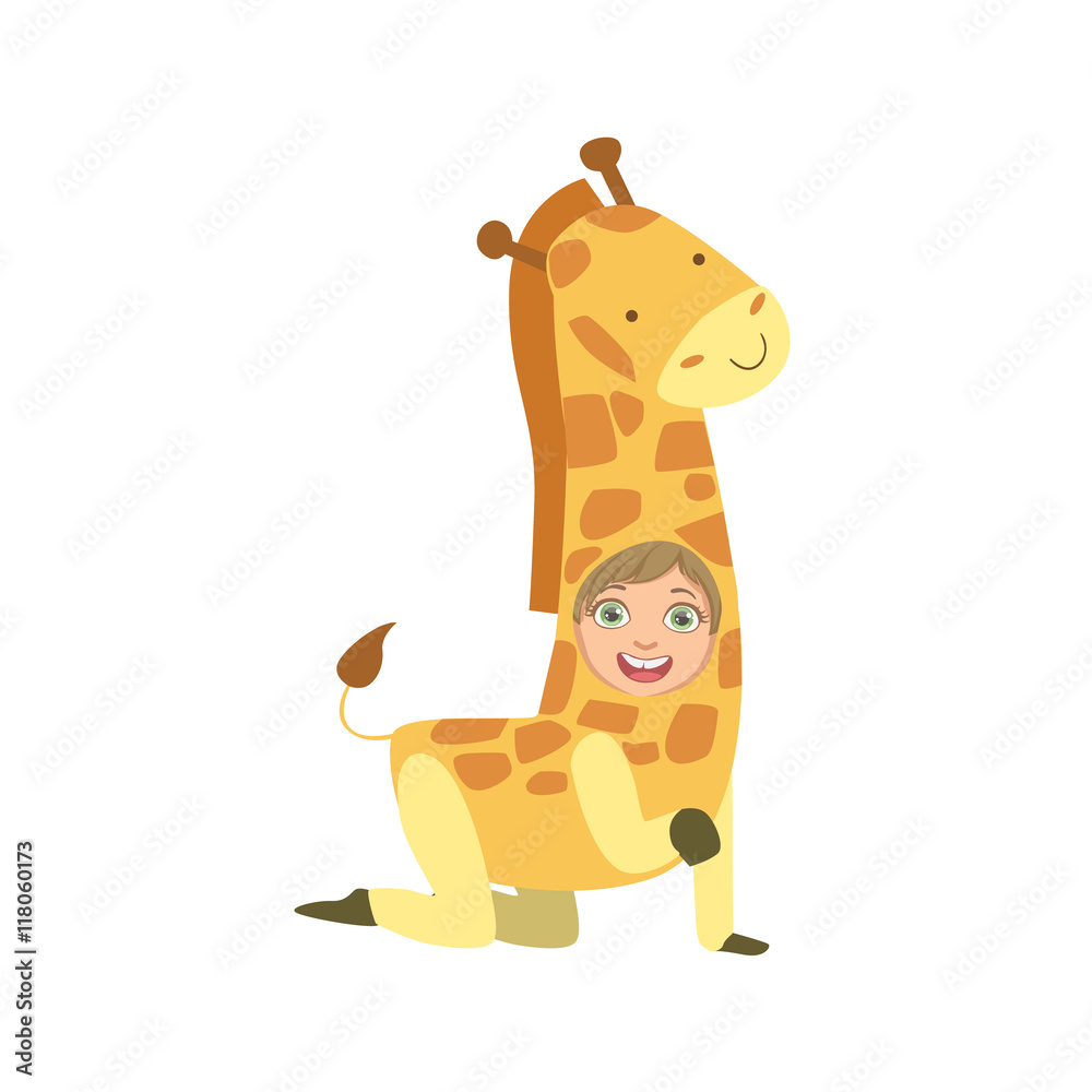 Canvas Prints Boy Wearing Giraffe Animal Costume