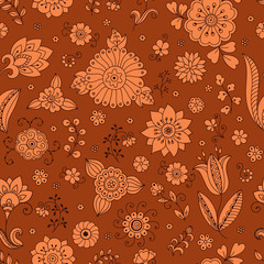 Seamless color flower pattern . Ornamental pattern for the decoration of fabrics , cards , backgrounds .

