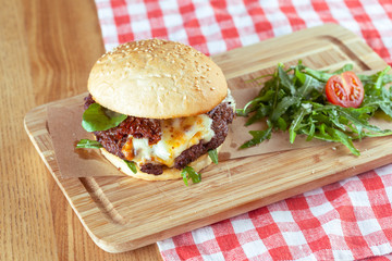 Tasty and appetizing hamburger