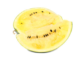 Half and slice yellow watermelon