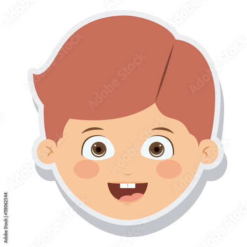 "head little boy smiling isolated vector illustration design