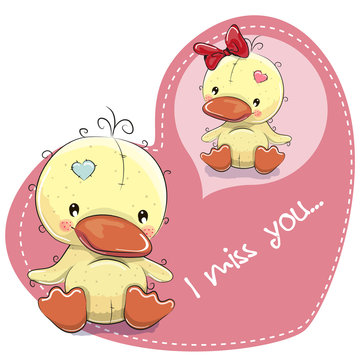 Greeting card Cute Dreaming Duckling