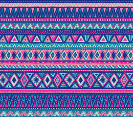 Colorful vector seamless pattern with hand drawn ethnic elements.
