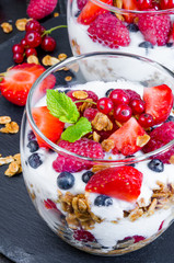 Granola with yogurt and berries