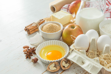 Baking ingredients background