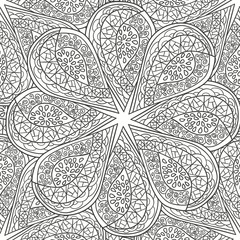 Seamless pattern of hand-drawn mandalas. Vector graphics. Monochrome range. Pattern for coloring book.