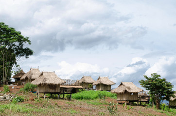 Traditional cottage in the village of Akha tribe atop the mounta