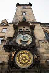 Historical medieval astronomical clock in Old Town Square in Prague, Czech Republic.