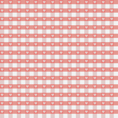 Seamless Hearts & Gingham Pattern in pastel pink color aqua and white for scrapbooks, albums, arts, crafts, fabrics, decorating, backgrounds.