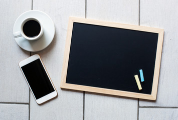 Chalkboard or Blackboard ready for text. Education or working concept