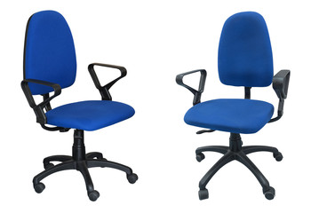 two blue chair computer