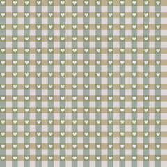 Seamless Hearts & Gingham Pattern in pastel winter color aqua and white for scrapbooks, albums, arts, crafts, fabrics, decorating, backgrounds.