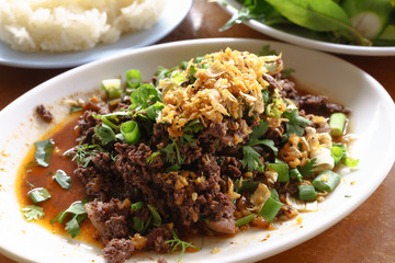 Spicy stir fried pork with Northern Thai spices