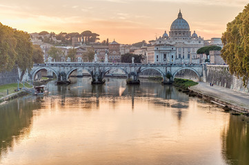 Naklejka premium Ponte Sant'Angelo (Bridge of Hadrian) in Rome, Italy,
