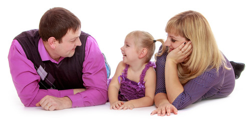 Happy family of three