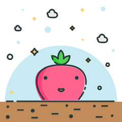 Line fruit illustration. Nice strawberry.