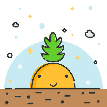 Line fruit illustration. Nice ananas.