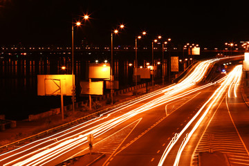 Fototapeta na wymiar Night bridge with lights