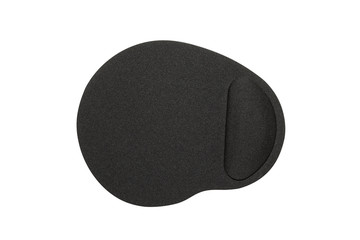 The mouse pad is black on a white background.A mouse pad with a wrist pad. © begun1983