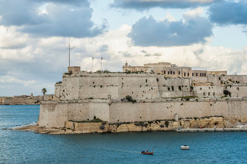 Fort Saint Angelo in Vittoriosa (Birgu), Malta, as seen from the