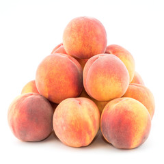 Ripe peach fruit isolated on white background cutout.