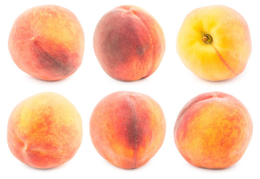 Peach fruits collection isolated Clipping Path.