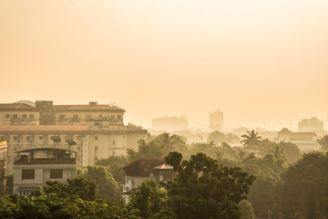Peaceful Sunrise Over Yangon, the Capital City of Myanmar