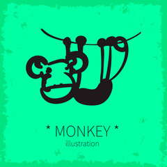 Vector cute monkey illustration.