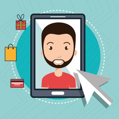 man smartphone shopping online